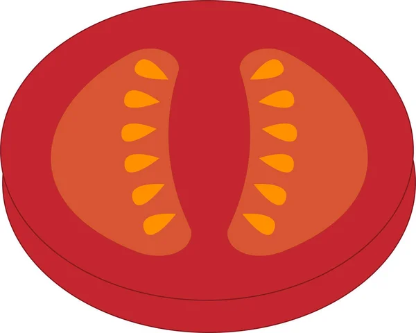 Διανυσματική Απεικόνιση Φρέσκιας Ντομάτας Κόκκινη Φέτα Λαχανικών Επεξεργάσιμο — Διανυσματικό Αρχείο