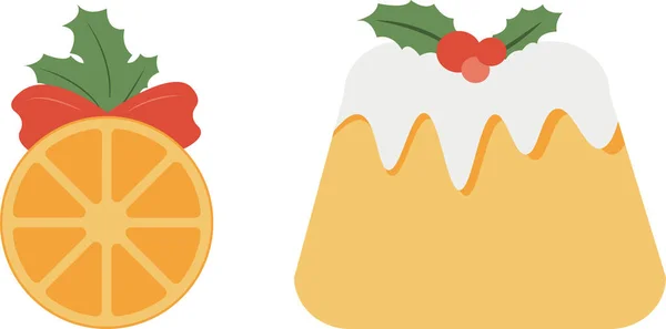 Pastel Navideño Naranja Seca Para Árbol Navidad Pastelería Vector Ilustración — Vector de stock