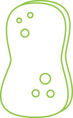 Temizlik çizgisi simgeleri. Pencere süngeri. Pencere temizleme, temiz yüzey için sünger. Çizgi sanat öğesi. Vektör illüstrasyonu