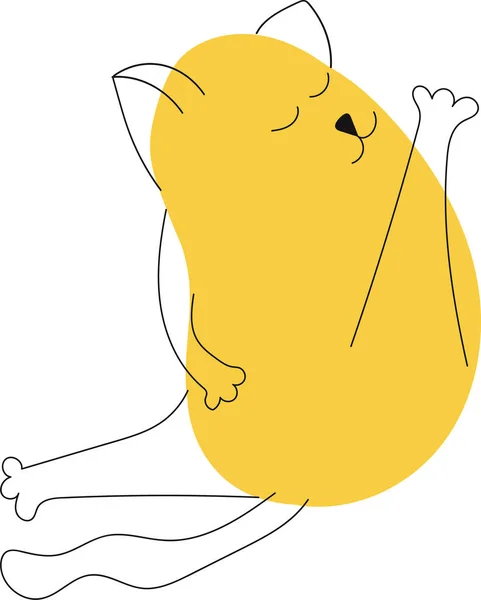 Funny Cat Pose Yellow Kitten Spot Lines Cute Animal Vector — Stock Vector