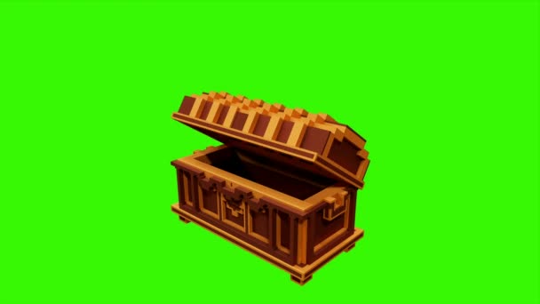 Illustration Animated Coffin Opening Closing Using Voxel Art Style Green — Αρχείο Βίντεο