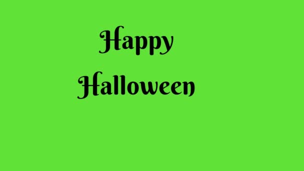 Effect Bounce Text Happy Halloween Tecknad Animation Grön Skärm Berkshire — Stockvideo