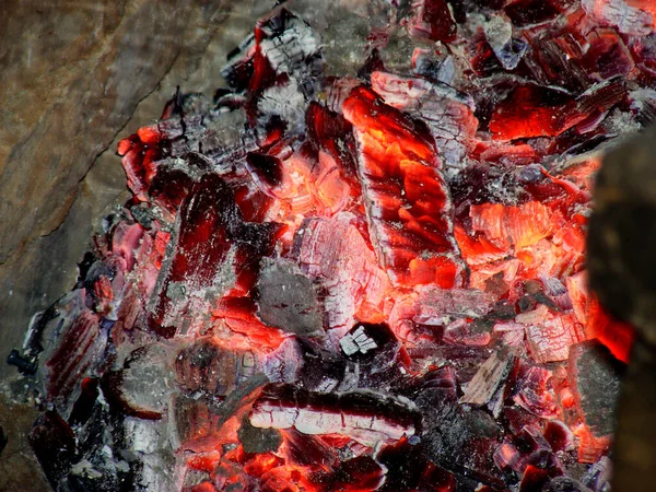 Flaming Glowing Red Fire Charcoal Furnace — Stock Photo, Image