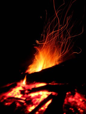 fire flames on black background. high quality, long exposure photo