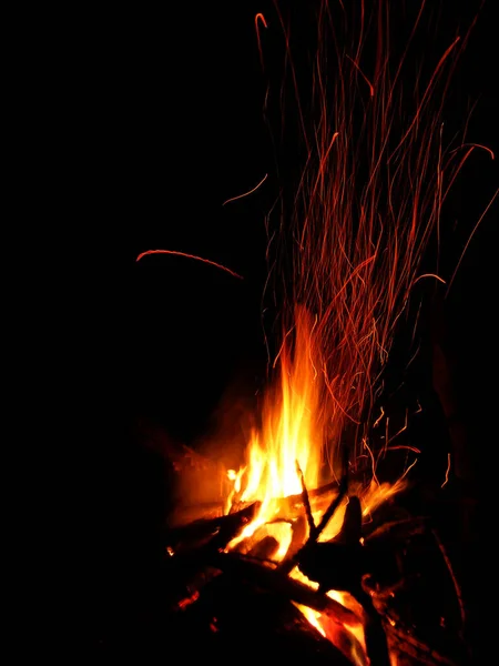 Огонь Пламени Черном Фоне Высокое Качество Длительное Фото Экспозиции — стоковое фото