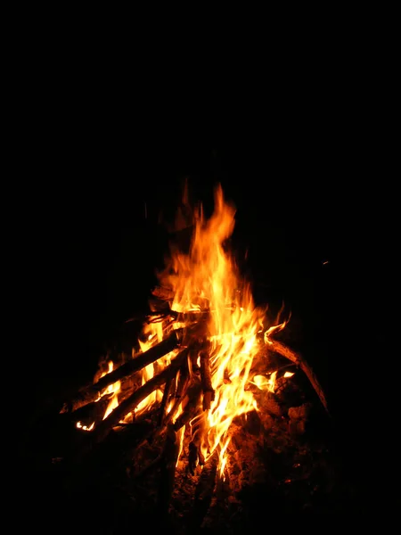 Fire Flame Bonfire Night Black Background — Stock fotografie