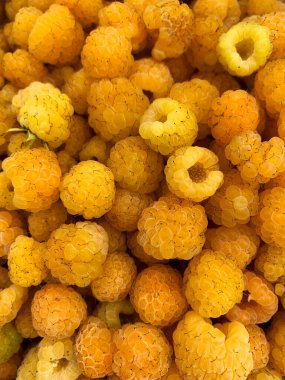 Taze sarı ahududu arkaplanının yakın görüntüsü, makro