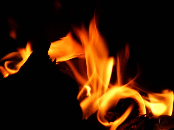 Fire Flames Black Background Closeup — Stock Photo, Image