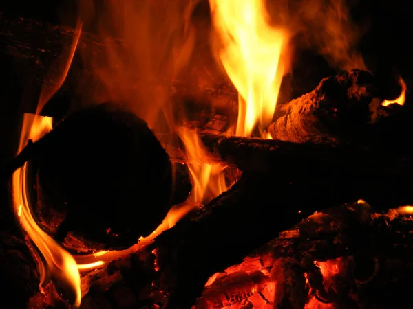 Burning Firewood Bonfire — Stock fotografie