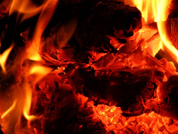 Burning Firewood Heat Ashes Flame — Stock Photo, Image