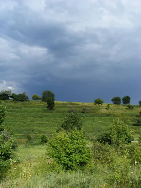Beautiful Landscape Green Hills Cloudy Sky Central Ukraine —  Fotos de Stock