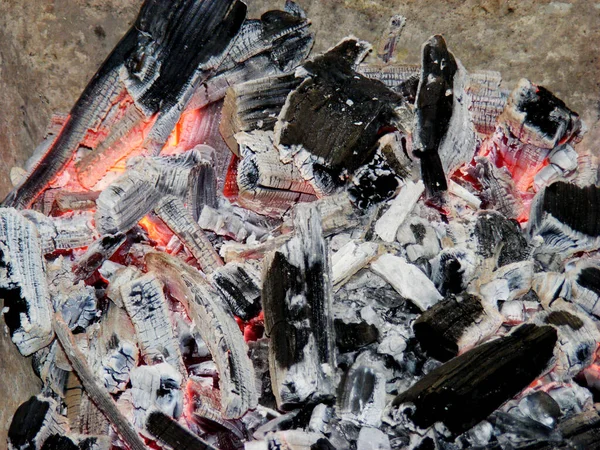 Close View Burnt Charcoal Ashes — Stock Photo, Image