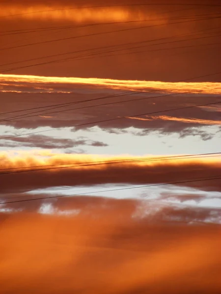 Startling Sunset Power Lines City — Stockfoto
