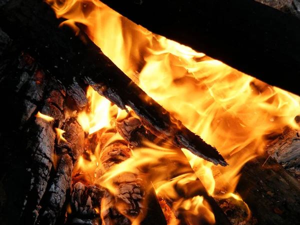 Flames Fire Scorched Wood — Stock fotografie
