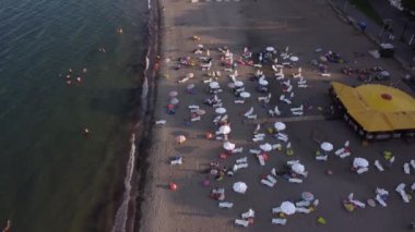 Bulgaristan 'ın Burgaz plajının güzel hava aracı manzarası