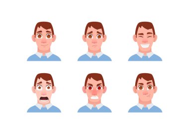 Modern düz çizgi film tarzında erkek avatarı. Vektör çizgi film illüstrasyonu