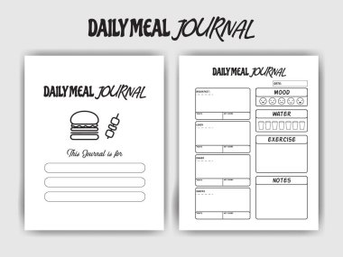 KDP İç Tasarımı - Günlük Yemek Gazetesi İçi - Basılabilir İçerik Kitapları, Düzenleyici, Planlayıcı, Not Defteri, Günlük