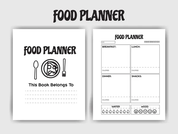 Projektowanie Wnętrz Kdp Food Planner Interior Printable Low Content Books — Wektor stockowy