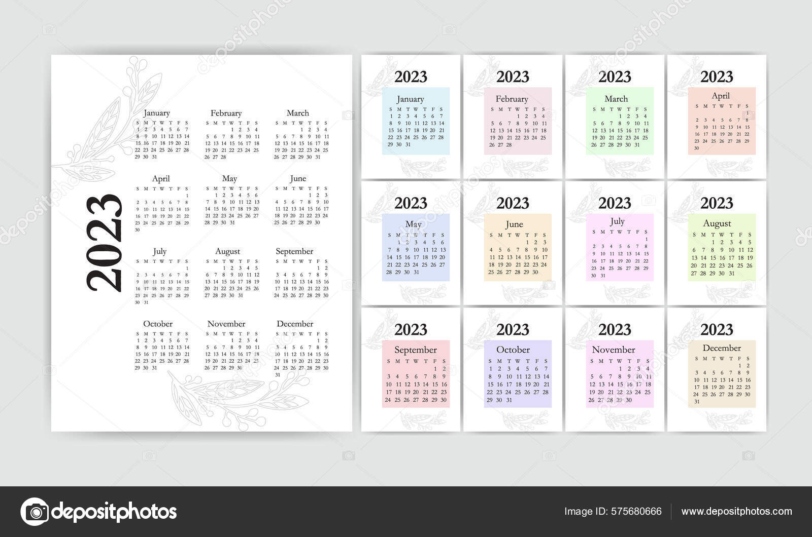 2023 Calendar Corporate Template Vector Design Stock Vector Image by ...