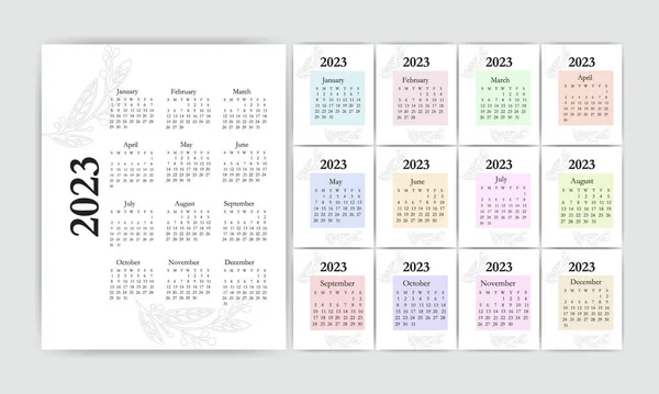 2023 Ημερολόγιο Σχεδιασμός Διάνυσμα Εταιρικό Πρότυπο — Διανυσματικό Αρχείο
