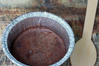 Chocolate Lava dessert on wooden background 