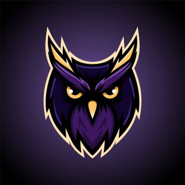 Baykuş Başlı Maskot Logosu - Hayvanların Maskotu E-Spor Logosu, Vektör Çizim Tasarımı Konsepti