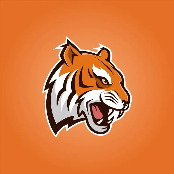 Tiger Head Maskot Logosu - Hayvanların Maskotu Esports Logo Vektör Çizim Tasarımı Konsepti.