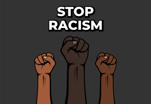 Irkçılık Posterini Durdurun Irkçılıkla Mücadele Sıkışmış Protesto Sanatı Llüstrasyonu — Stok Vektör