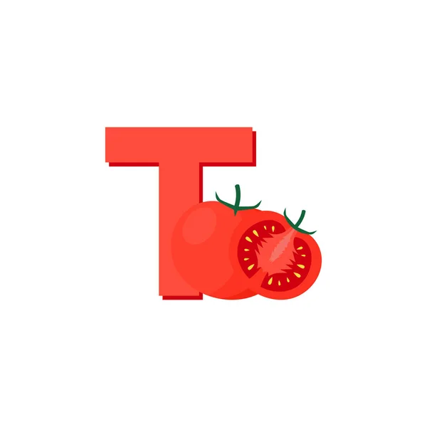 Fruits Alphabet Letter Tomato 어린이들을 교육의 기초가 반사기 — 스톡 벡터