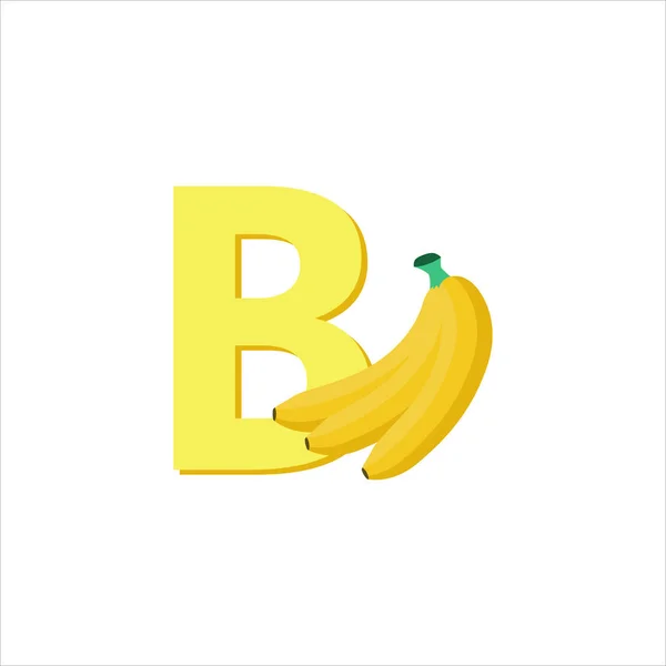 Fruits Alphabet Letter Banana Education Kids Flat Vector Illustration — Vector de stock