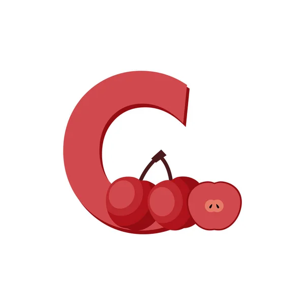 水果字母字母 C的螃蟹苹果 为儿童提供教育 — 图库矢量图片