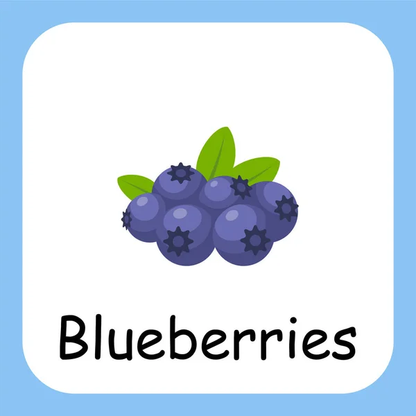 Flat Illustration Blueberries Text Vector Design Education Kids — Stock Vector