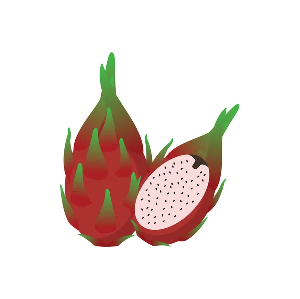 Dragon Fruit Flat Design Wektor Ilustracja Izolacja Białym Tle — Wektor stockowy