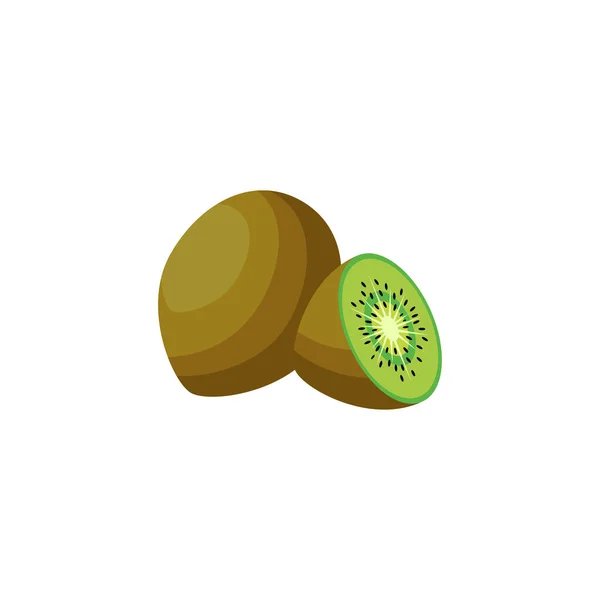Kiwi Frukt Platt Design Vektor Illustration Isolerad Vit Bakgrund — Stock vektor