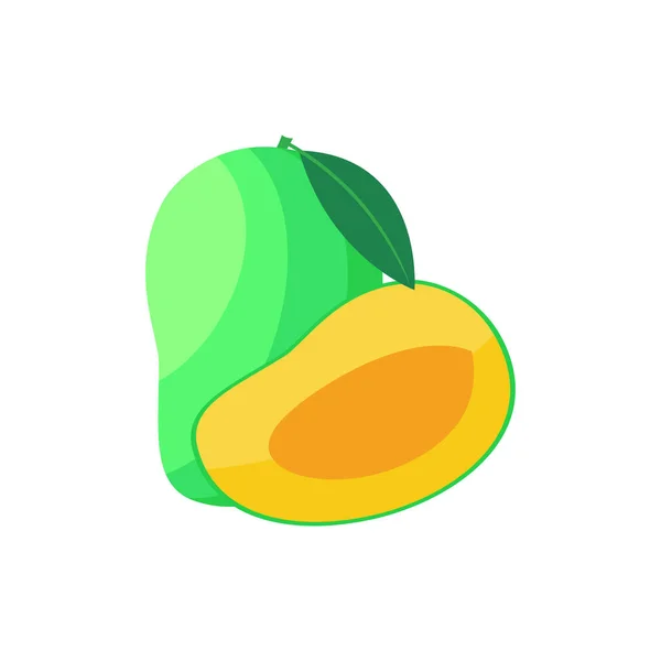 Mango Fruit Flat Design Vector Illusztráció Elszigetelt Fehér Alapon — Stock Vector