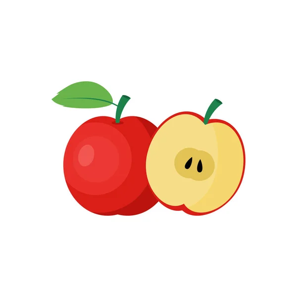 Apple Fruit Flat Design Vektor Illusztráció Elszigetelt Fehér Háttér — Stock Vector