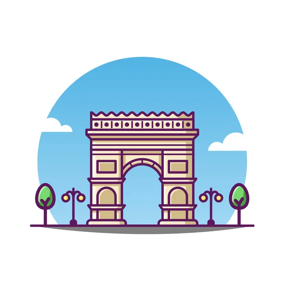 Картина Триумфальная Арка Историческое Здание Франции — стоковый вектор