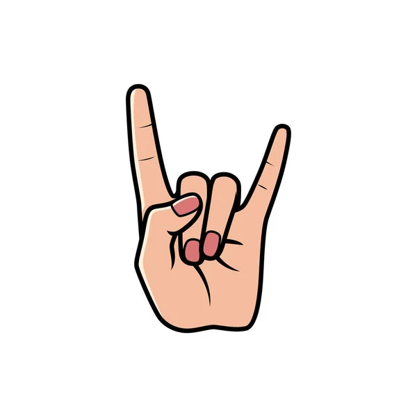 Horn Hand Sign Isolerad Vit Bakgrund Ikonvektor Illustration — Stock vektor