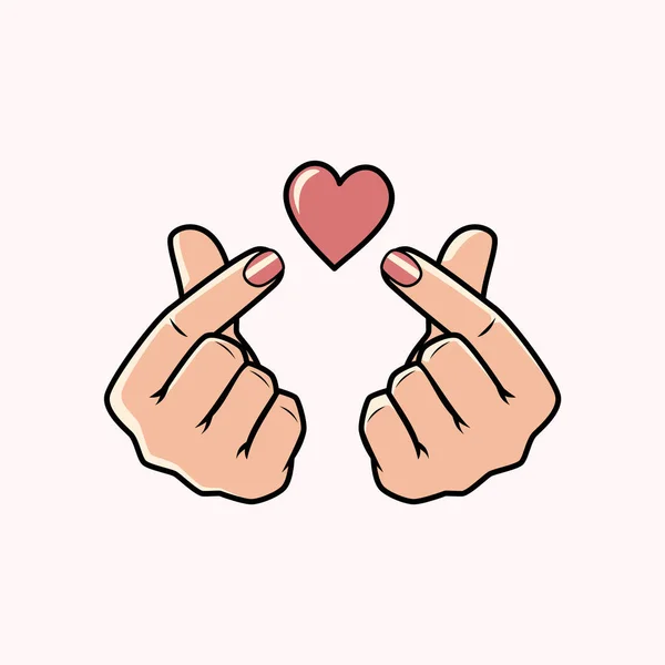 二重韓国の指の心臓サイン白い背景に隔離されています アイコンベクトルイラスト — ストックベクタ