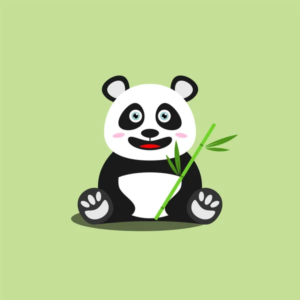 Bambu Vektör Çizgi Filmi Tarzı Tutan Şirin Panda 'nın Düz Çizimi.