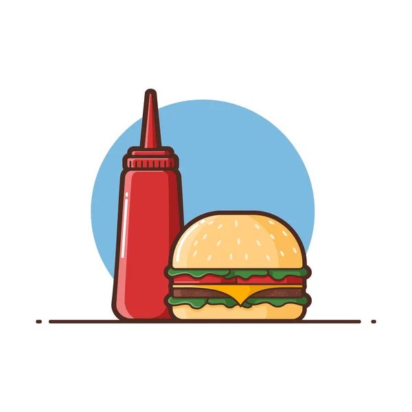 Cartoon Illustration Burger Sauce Isolated Vector Levensmiddelen Dranken Illustratie Cartoon — Stockvector