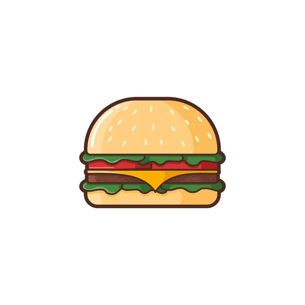 Burger Vector Desenhos Animados Isolados Alimentos Bebidas Ilustração Estilo Dos —  Vetores de Stock