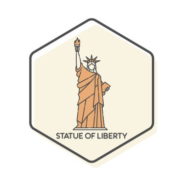 Özgürlük Heykeli - New York U.S.A Lineal Renk Simgesi. Landmark Binaları Simge Vektörü İllüstrasyon Kavramı.