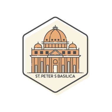 Aziz Peter Bazilikası - Roma, İtalya Lienal Simgesi - Simge Vektör İllüstrasyonu Binası.