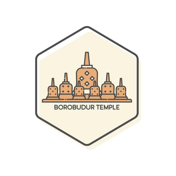 Temple Borobudur Jogjakarta Icône Couleur Linéaire Indonésienne Bâtiments Emblématiques Icône — Image vectorielle