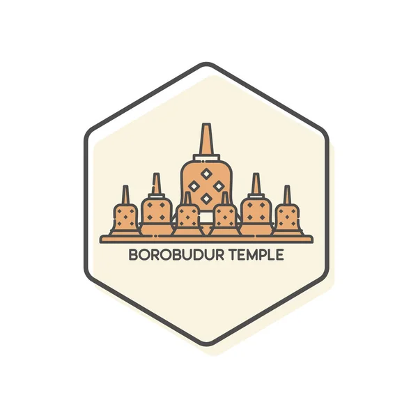 Borobudur Tapınağı Jogjakarta, Endonezi Lineal Renk Simgesi. Landmark Binaları Simge Vektörü İllüstrasyon Kavramı.