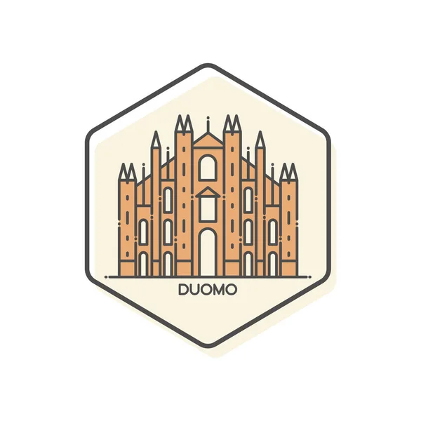 Собор Дуомо Милан Италия Линейная Икона Концепция Векторной Иллюстрации Знаковых — стоковый вектор