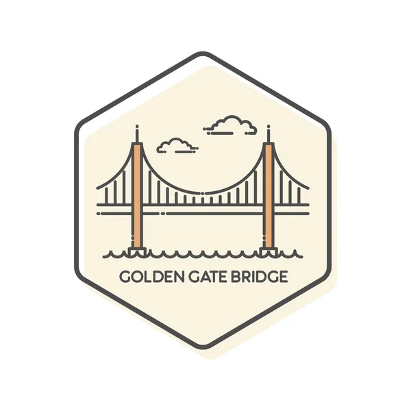 Golden Gate Bridge San Fransisco États Unis Icône Linéaire Monuments — Image vectorielle