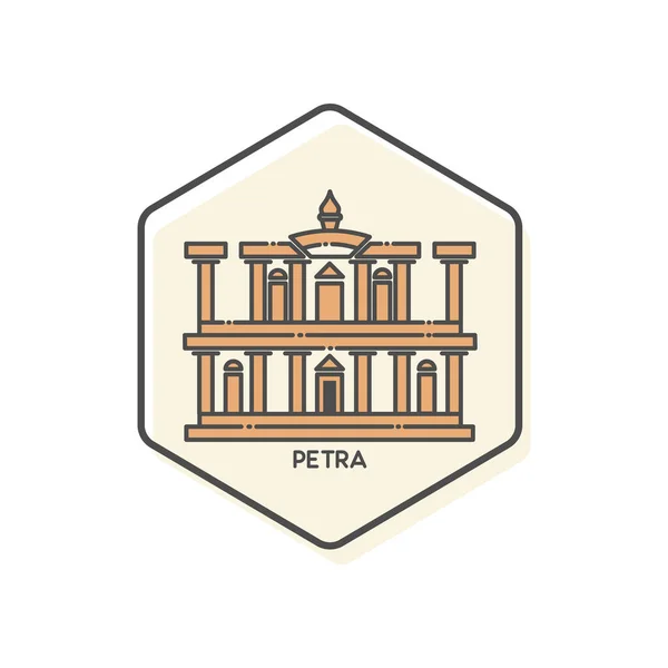Petra Jordan Lineal Icon Landmark Buildings Icon Vector Illustration Konzept — Stockvektor
