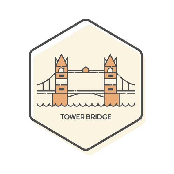 Tower Bridge - Londra, İngiltere Lineal Icon. Landmark Binaları Simge Vektörü İllüstrasyon Kavramı.